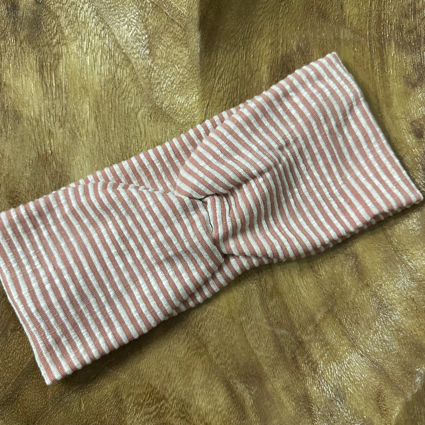 Soft pink striped headband