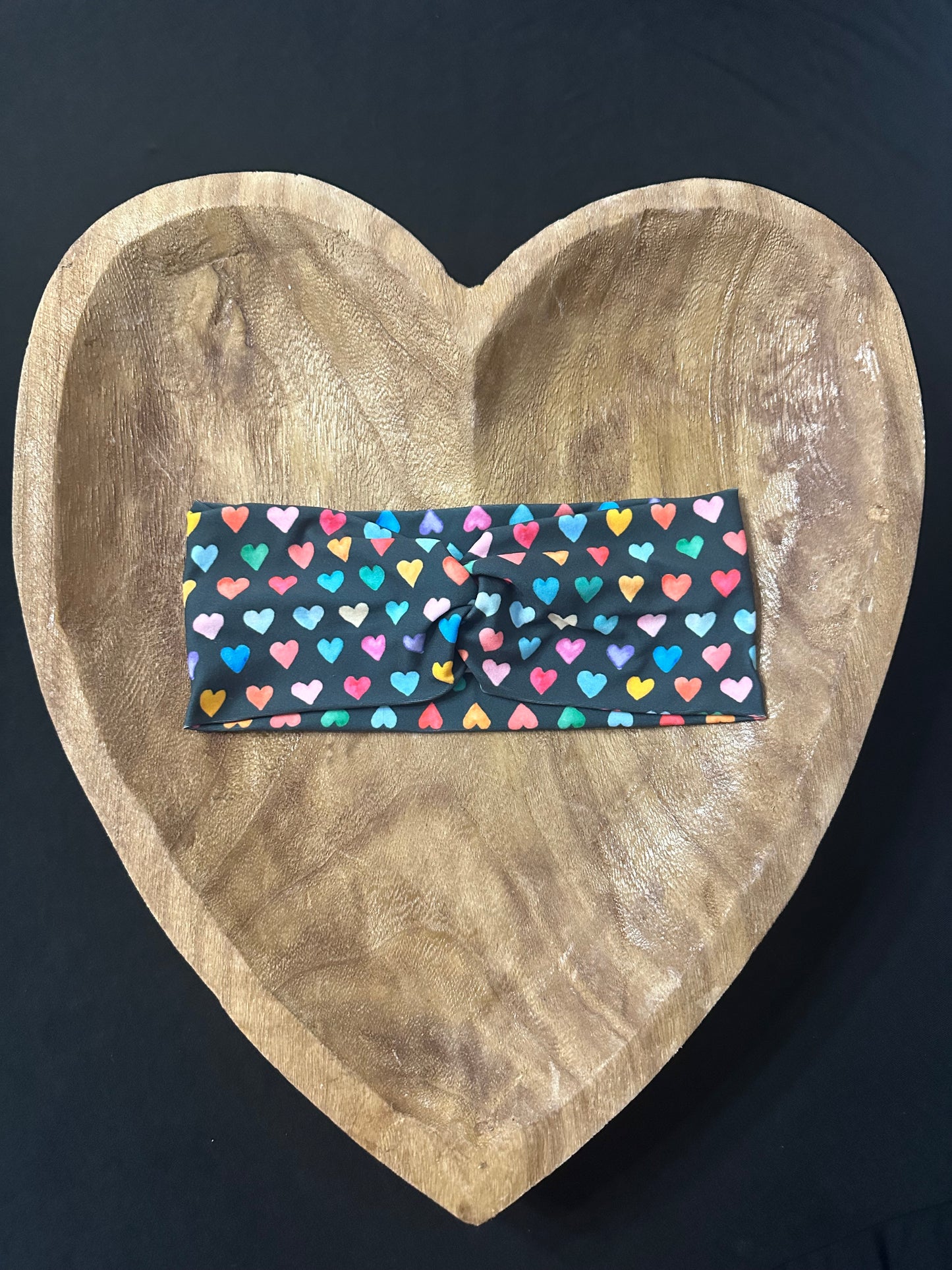 Colorful hearts black headband