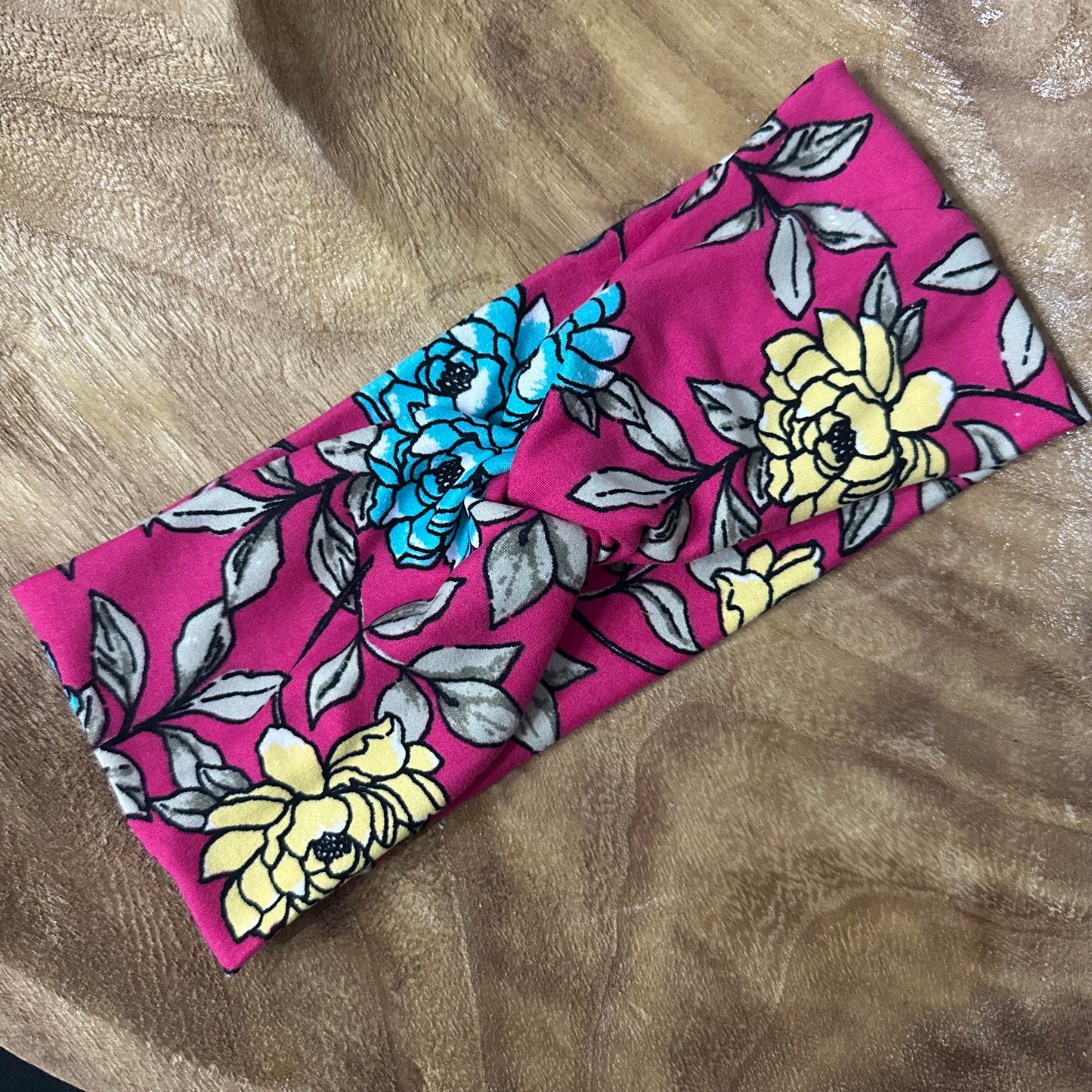 Deep pink floral headband