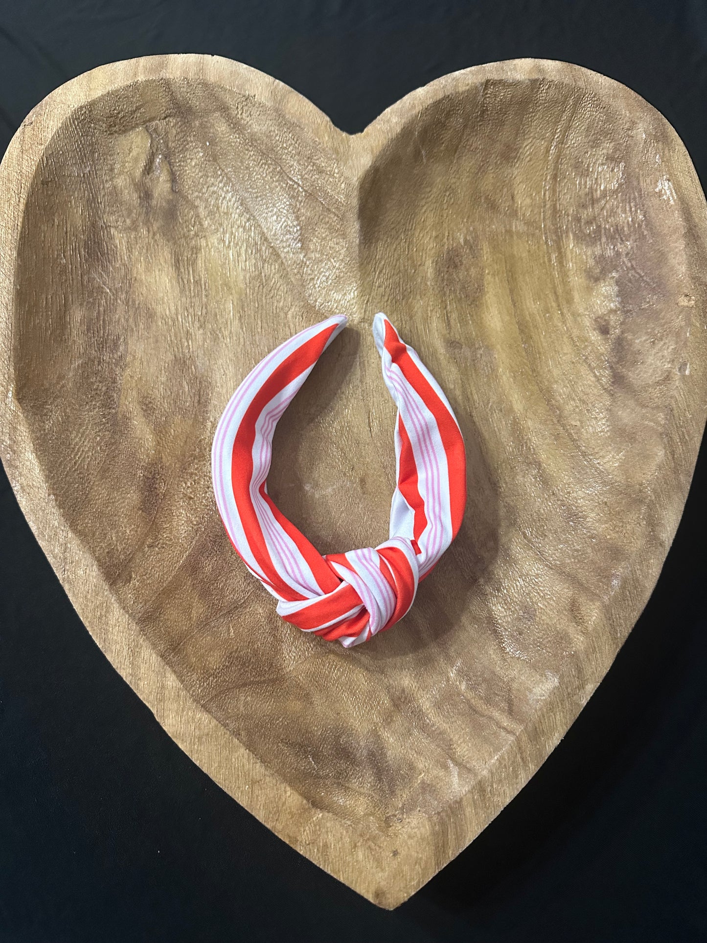 Red and pink striped knotted headband