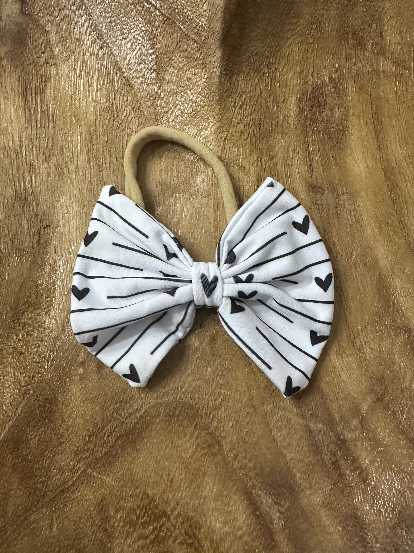 Little black hearts bow headband