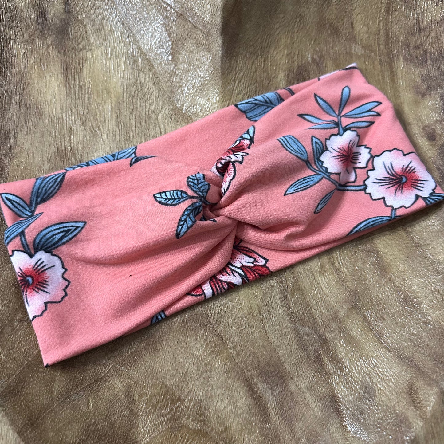 Coral floral headband