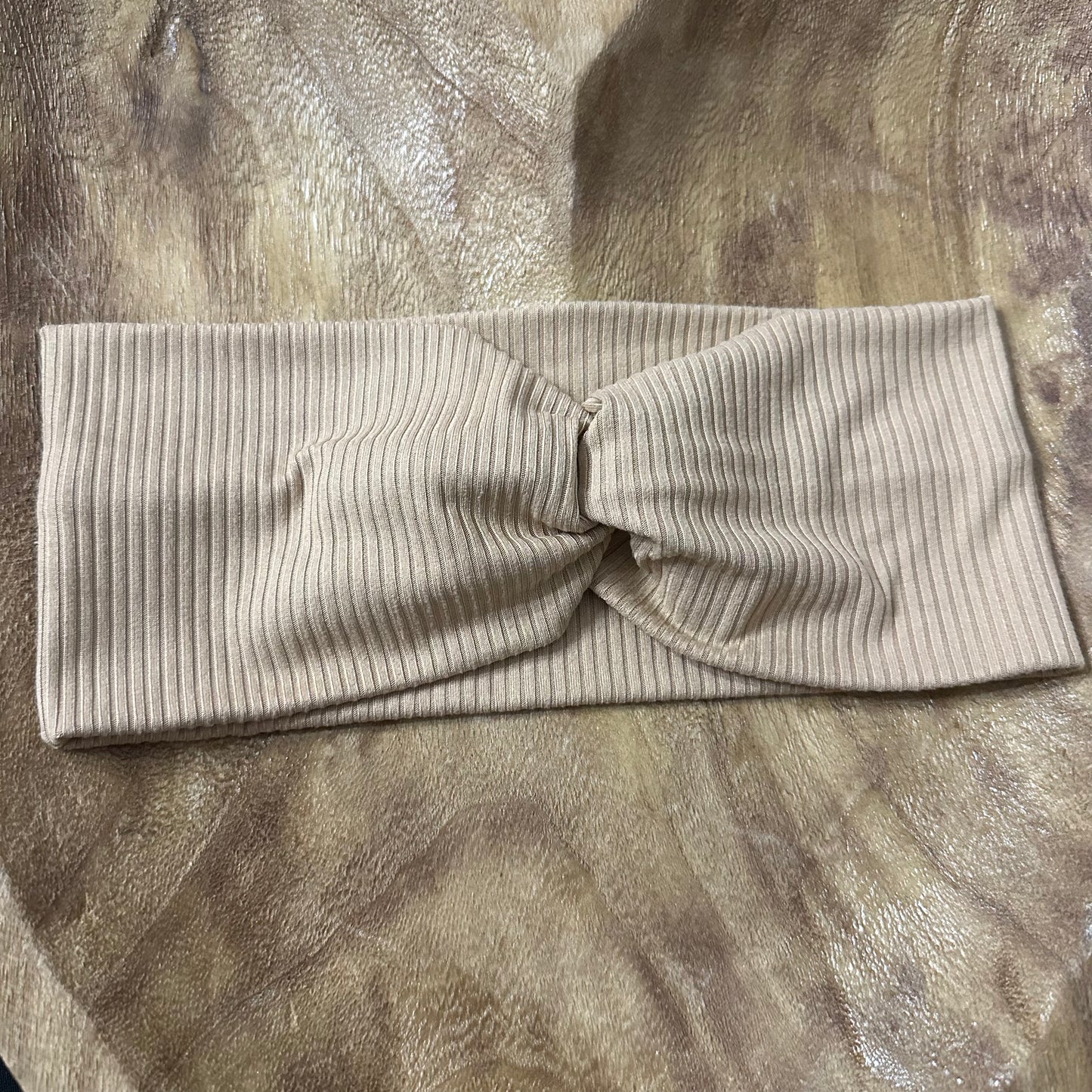 Tan ribbed knit headband