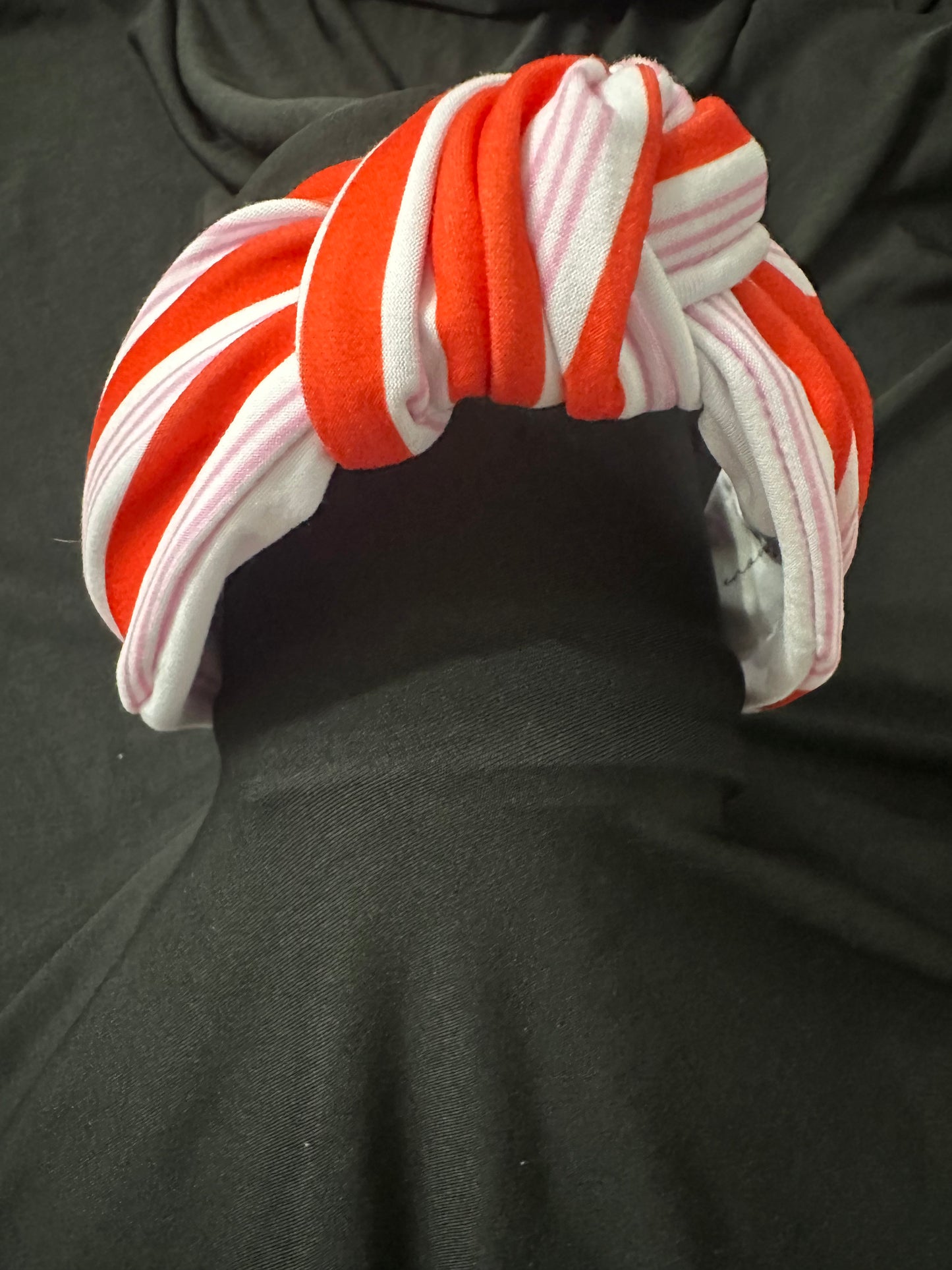 Red and pink striped knotted headband